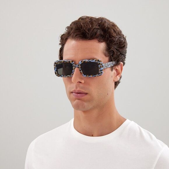 NEW Saint Laurent SL534 SUNRISE 008 Violet Grey Rectangle Unisex Sunglasses - Picture 3 of 12